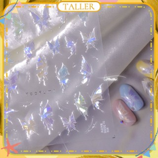 ✧Ready Stcok Nail Art Bronzing Butterfly Nail Sticker Embossed Laser Aurora Liquid Color Gradient Japanese Stickers Nail Decoration Manicure Tool For Nail Shop TALLER