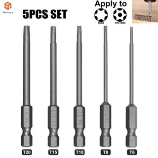 Torx ดอกไขควง สีเทา 6.35 มม. (1/4 นิ้ว) 75 มม. 2.95 นิ้ว 5 ชิ้น