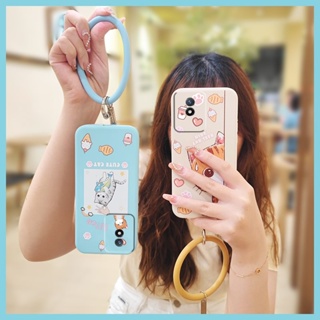 Cartoon wristband Phone Case For VIVO Y02 4G Solid color Lens bump protection ring Camera all inclusive cute