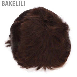 Bakelili Men Short Brown Wig  Fluffy Hair Heat Resistant for Anime Party Boys