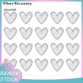 &lt;Pluscloth&gt; เครื่องประดับโลหะ รูปหัวใจ น้ําหนักเบา สําหรับตกแต่งเล็บ DIY 20 ชิ้น