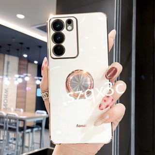 ใหม่ พร้อมส่ง เคสโทรศัพท์มือถือ ขอบตรง ปิดด้านหลัง พร้อมแหวนขาตั้ง สําหรับ VIVO V29 Y78 Y27 Y36 V27 V27e Y02 Y02t Y02A 4G 5G Y78