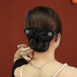 Hot Sale# Sky star light luxury temperament lazy hair artifact fabric sweet shiny twist clip back head spoon bow hair clip 8cc