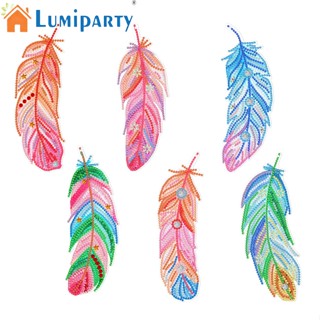 Lumiparty ที่คั่นหนังสือ รูปขนนก ประดับเพชร งานฝีมือ สําหรับคนรักการอ่านหนังสือ ของขวัญ 6 ชิ้น