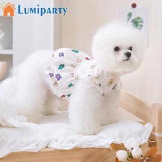 Lumiparty เสื้อผ้าสัตว์เลี้ยง ปลอกแขน แบบนิ่ม ระบายอากาศ น้ําหนักเบา พิมพ์ลายดอกไม้ สําหรับสุนัข แมว