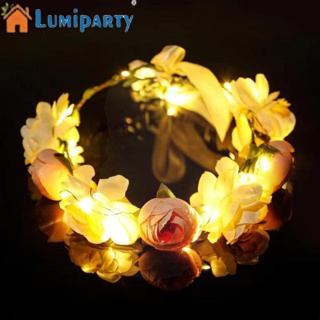 Lumiparty พวงมาลัยดอกไม้ มงกุฎ Led ปรับได้ สําหรับเพื่อนเจ้าสาว งานแต่งงาน ตกแต่งวันหยุด