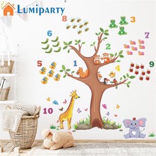 Lumiparty สติกเกอร์วอลเปเปอร์ติดผนัง ลายการ์ตูนสัตว์ป่า สําหรับตกแต่งบ้าน ห้องเด็กอนุบาล 2 แผ่น