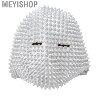 Meyishop Studded Full Face Cover Steampunk Silver Breathable Halloween Terrible Eleatic Latex for Costume Party