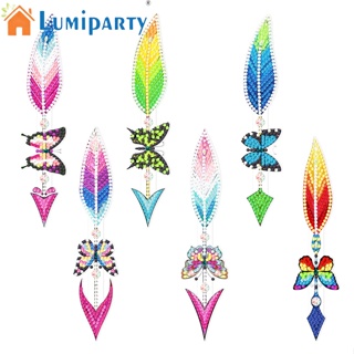 Lumiparty ที่คั่นหนังสือ ปักครอสสติตช์ รูปขนนก ผีเสื้อ Diy สําหรับผู้เริ่มต้น 6 ชิ้น