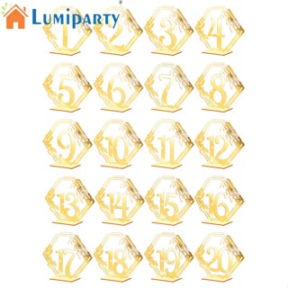 Lumiparty ป้ายตัวเลขอะคริลิคใส ทรงหกเหลี่ยม สําหรับตกแต่งงานแต่งงาน งานเลี้ยง งานเลี้ยง