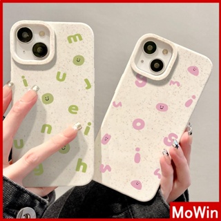 Mowin - เข้ากันได้สำหรับ เคสไอโฟน เคสไอโฟน11 เคส iphone 11 เป็นมิตรกับสิ่งแวดล้อมเคสสีขาวนุ่มปกป้องกล้องป้องกันการกระแทก Simple สีชมพูตัวอักษรสีเขียวเข้ากันได้กับ iPhone 13 Pro max 12 Pro Max 11 XR XS