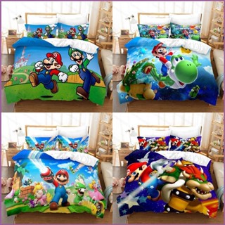 Sq2 The Super Mario Bros 3in1 ชุดเครื่องนอน ผ้าปูที่นอน ปลอกหมอน หอพัก ล้างทําความสะอาดได้