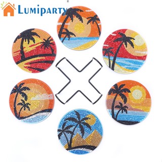 Lumiparty แผ่นรองแก้ว ฉนวนกันความร้อน ลายต้นมะพร้าว 6 ชิ้น