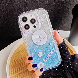 เคสโทรศัพท์มือถือ ลายการ์ตูนดาวเคราะห์ หน้ายิ้ม แต่งกลิตเตอร์ ไล่โทนสี สําหรับ iPhone 14 12 13 11 Pro Max