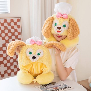 Cute Plush Chef Dog Neck Pillow Hooded U-Shape Pillow Airplane Car Travel Neck Pillow Student Nap Pillow eOfz