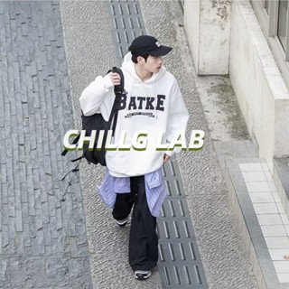 CHILLG LAB เสื้อกันหนาวผู้ชายอารมณ์แนวโน้มรายวันแฟชั่นฤดูใบไม้ร่วงและฤดูหนาวใหม่เสื้อสวมหัวน้ำที่คลุมด้วยผ้าเยาวชนที่นิยมความเรียบง่าย