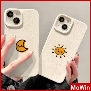 Mowin - เข้ากันได้สำหรับ เคสไอโฟน เคสไอโฟน11 เคส iphone 11เคส iPhone เป็นมิตรกับสิ่งแวดล้อมเคสสีขาวนุ่มปกป้องกล้องกันกระแทก Simple Sun Moon เข้ากันได้กับ iPhone 13 Pro max 12 Pro Max 11 XR XS 7 8Plus