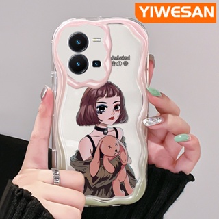 เคสโทรศัพท์มือถือแบบนิ่ม ใส กันกระแทก ลายคลื่น สีมาการอง หลากสี สําหรับ vivo Y35 5G Y36 5G Y35