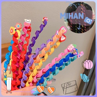 Mh ยางรัดผม แบบถัก พลาสติก หลากสี ยืดหยุ่น DIY อุปกรณ์เสริม สําหรับเด็กผู้หญิง