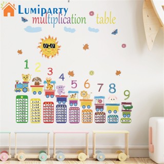 Lumiparty สติกเกอร์ติดผนัง ลายการ์ตูนสัตว์ รถไฟ ดิจิทัล คูณ สําหรับห้องเด็ก 2 แผ่น