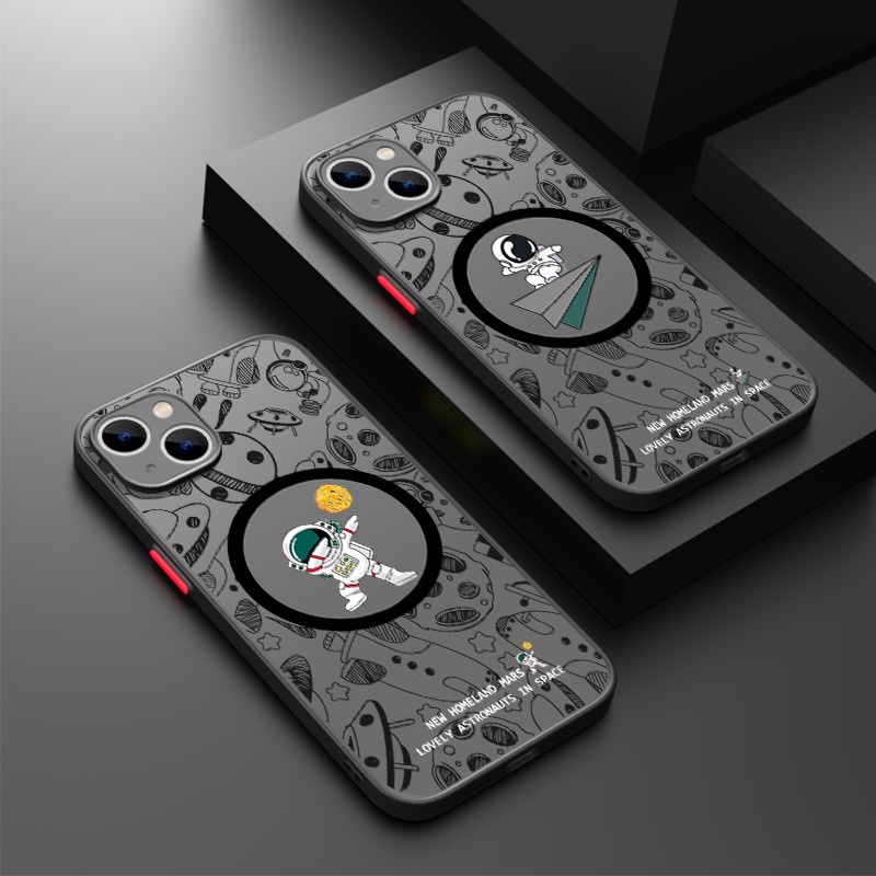 เคสโทรศัพท์มือถือ ลายนักบินอวกาศ ไฮบริด แบบแม่เหล็ก สําหรับ iPhone 14 Pro Max 13 12 11