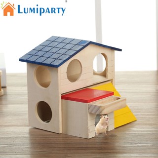 Lumiparty บ้านไม้ธรรมชาติ 2 ชั้น สําหรับหนูแฮมสเตอร์ ชินชิล่า