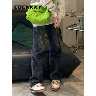 EOENKKY  กางเกงขายาว กางเกงยีสน์ผู้หญิง ทรงหลวม ๆ ตรง Retro Hip Hop Pants 2023 NEW Style  รุ่นใหม่ Trendy สวย สบาย A27L0ED 36Z230909