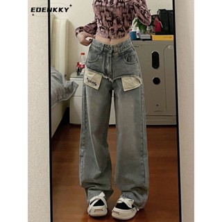 EOENKKY  กางเกงขายาว กางเกงยีสน์ผู้หญิง ทรงหลวม ๆ ตรง Retro Hip Hop Pants 2023 NEW Style  พิเศษ ทันสมัย Stylish Chic A27L0EE 36Z230909