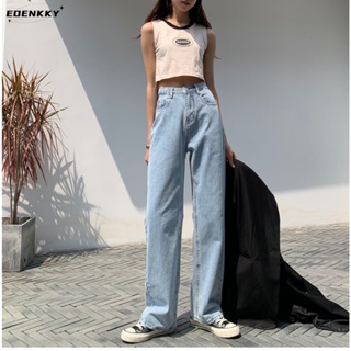 EOENKKY  กางเกงขายาว กางเกงยีสน์ผู้หญิง ทรงหลวม ๆ ตรง Retro Hip Hop Pants 2023 NEW Style  ins Unique Stylish ทันสมัย A97L88T 36Z230909