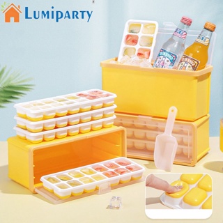 Lumiparty ถาดน้ําแข็งพลาสติก 3 ชั้น พร้อมฝาปิด วางซ้อนกันได้ สําหรับบ้าน