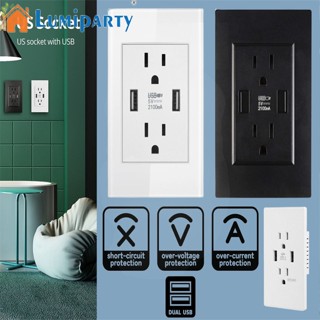 Lumiparty 15a พอร์ตเต้าเสียบชาร์จ Usb คู่ ความเร็วสูง เทคโนโลยี Ac Receptacle Plate