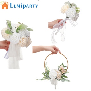 Lumiparty ดอกกุหลาบประดิษฐ์ แบบพกพา สําหรับตกแต่งงานแต่งงาน เพื่อนเจ้าสาว