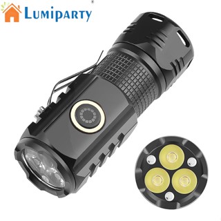 Lumiparty ไฟฉาย Led 3 ดวง 500 ลูเมน สว่างมาก IPX4 กันน้ํา 4 ระดับ ชาร์จได้