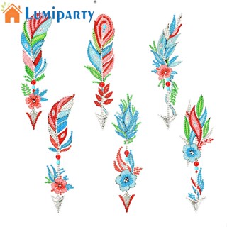 Lumiparty ที่คั่นหนังสือ ปักครอสสติตช์ รูปขนนก ดอกไม้ Diy สําหรับผู้เริ่มต้น 6 ชิ้น