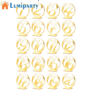 Lumiparty ป้ายตัวเลขอะคริลิคใส ทรงหกเหลี่ยม สําหรับตกแต่งโต๊ะงานแต่งงาน งานเลี้ยง งานต้อนรับ งานเลี้ยง