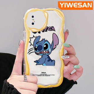 สําหรับ iPhone X Xs Xr Xs Max เคสการ์ตูน Stitch น่ารัก ขอบคลื่น เคสโทรศัพท์ใส ใหม่ เนื้อครีม ซิลิโคน เคสกันกระแทก