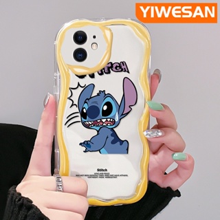 สําหรับ iPhone 11 11 Pro 11 Pro Max เคสการ์ตูน Stitch น่ารัก ขอบคลื่น เคสโทรศัพท์ใส ใหม่ เนื้อครีม ซิลิโคน กันกระแทก เคส