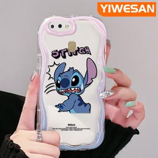 เคสโทรศัพท์มือถือ ซิลิโคนนุ่ม ใส กันกระแทก ลายการ์ตูน Stitch น่ารัก สีครีม สําหรับ OPPO A12 A12s A5s A7 A11K