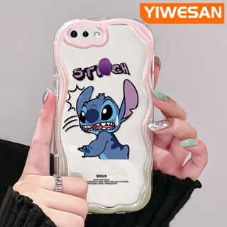 สําหรับ OPPO F9 F9 Pro A7x Realme U1 2 Pro เคสการ์ตูน Stitch น่ารัก ขอบคลื่น เคสโทรศัพท์ใส ใหม่ เนื้อครีม ซิลิโคน เคสกันกระแทก