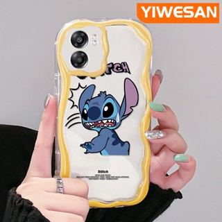 เคสโทรศัพท์มือถือ ซิลิโคนใส กันกระแทก ลายการ์ตูน Stitch น่ารัก สีครีม สําหรับ OPPO A57 2022 A77 2022 A57s A77E A77S