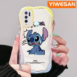 สําหรับ VIVO Y30 Y30i Y50 เคสการ์ตูน Stitch น่ารัก ขอบคลื่น เคสโทรศัพท์ใส ใหม่ เนื้อครีม ซิลิโคน กันกระแทก เคส