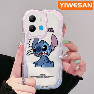 สําหรับ Infinix Smart 6 HD Smart 6 Plus Smart 7 เคสการ์ตูน Stitch น่ารัก ขอบคลื่น เคสโทรศัพท์ใส ใหม่ เนื้อครีม ซิลิโคน เคสกันกระแทก