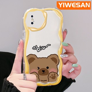 สําหรับ iPhone X Xs Xr Xs Max เคสการ์ตูนหมีน่ารัก ขอบคลื่น ใส เคสโทรศัพท์ ใหม่ เนื้อครีม ซิลิโคน กันกระแทก เคสนิ่ม