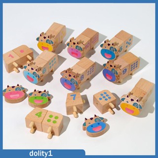 [Dolity1] บล็อคตัวต่อไม้ ลายตัวอักษร ตัวเลข 10 ชิ้น ของเล่นเสริมการเรียนรู้เด็ก