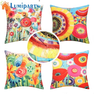 Lumiparty ปลอกหมอนอิง พิมพ์ลายดอกไม้ ขนาด 18x18 นิ้ว สําหรับตกแต่งสวน ระเบียง ระเบียง 4 ชิ้น