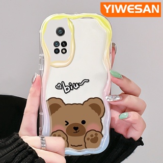 เคสโทรศัพท์มือถือ ซิลิโคนนิ่ม ใส กันกระแทก ลายการ์ตูนหมีน่ารัก สีครีม สําหรับ Xiaomi 10T Pro Poco F3 Poco F4 Redmi K50 K40 Pro K40s