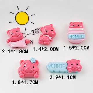 [2 #] Jibbitz Crocs กิ๊บติดผม รูปหมี สีชมพู แวววาว DIY อุปกรณ์เสริม สําหรับขวดน้ําผึ้ง ขวดโหล รองเท้า หัวเข็มขัด QP
