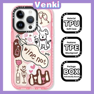 Venki - เข้ากันได้สำหรับ เคสไอโฟน เคสไอโฟน11 เคส iphone 11 Soft Case เคสใสหนากันกระแทกกรอบป้องกันกล้องขอบสีชมพูสุนัขแก้วไวน์เข้ากันได้กับ iPhone 13 12 11 Pro Max XR XS 7Plus 8Plus