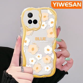 เคสโทรศัพท์มือถือ ซิลิโคนนุ่ม ใส ลายการ์ตูนคลื่น ดอกไม้จิ๋วน่ารัก สีครีม สําหรับ VIVO Y21 2021 Y21G Y33s Y21s Y21e Y21a Y21t T1x 4G