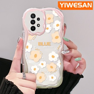 เคสโทรศัพท์มือถือ ซิลิโคนนุ่ม ใส ลายการ์ตูนคลื่น ดอกไม้น้อยน่ารัก สีครีม สําหรับ Samsung galaxy A22 4G A22 5G M22 A21s A23 A24